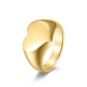 Anillo de Boda Romántico de Acero Inoxidable 316L Chapado en Oro Fino de 14k 18k, Resistente al Deslustre, con Diseño de Corazón, para Mujer y Hombre - Product Image 6