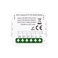 Module de relais intelligent TUYA WiFi 433Mhz 2CH avec télécommande sans fil auto-alimentée sans batterie, émetteur mural