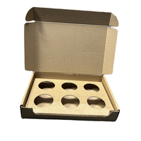 Paquet de 6 boîtes d'emballage cadeau ondulées kraft personnalisées pour bougie parfumée de 2 oz, feuille d'or en étain et manipulation d'impression par stratification mate