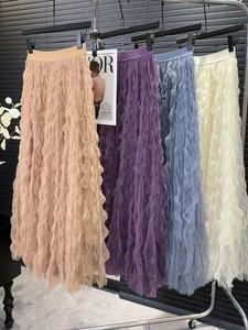 Falda de Malla de Cintura Alta de 88 cm, Falda Elástica por Encima de la Rodilla con Banda Elástica, Falda de Pastel con Borde de <span class=keywords><strong>Hongo</strong></span> y Forro de 75 cm - Product Image 5