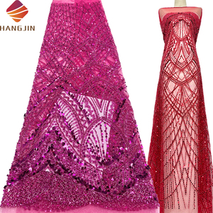 High Quality Bridal Lace Fabric Heavy Hand Beaded Lace Fabric Luxury Pearls <strong>Embroidery</strong> Sequined Lace <strong>Material</strong> for Wedding Dress - Product Image 1