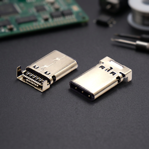 High Quality <b>USB</b> 3.1 Type <b>C</b> Male Connector Right Angle Hybrid Mounting Gold Contact Finish SUS304 Shell Premium Ariba Technology - Product Image 2