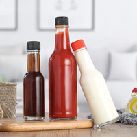 Bouteille en verre transparente de 90 ml (3 oz), 150 ml (5 oz), 250 ml (8 oz) pour vinaigre, ketchup, sauce chili piquante avec bouchons en plastique