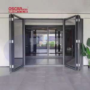 Puerta plegable de aluminio con cierre de aislamiento, Villa, apartamento, oficina, acabado de vidrio moderno, puertas plegables estilo <span class=keywords><strong>Leroy</strong></span> <span class=keywords><strong>Merlin</strong></span> - Product Image 1