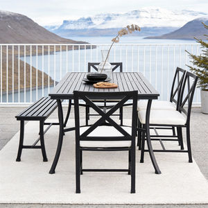 Conjunto de Comedor de Estilo Escandinavo para Exteriores con Mesa Rectangular Resistente a la Intemperie para Jardín o Patio Trasero, Estilos Personalizables - Product Image 2
