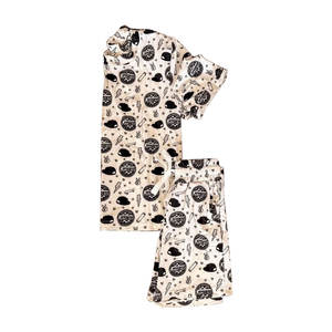 Conjuntos de ropa a cuadros negros y marrones para niños pequeños, estilo boutique, personalizados BSSO1961, venta al por mayor, conjunto de manga corta para niños pequeños - Product Image 3