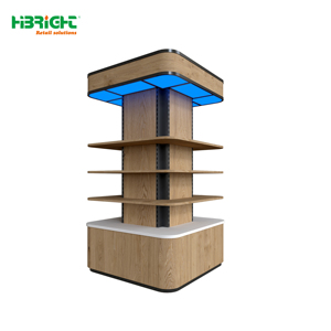 Étagère de supermarché Highbright Column-Wrap Display Island Gondola avec boîte lumineuse supérieure - Product Image 1