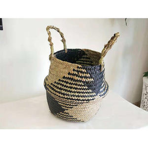 Cesta de flores tejida de hierba portátil hecha a mano y meticulosamente elaborada a bajo precio para decoración de interiores, flores y almacenamiento - Product Image 2