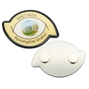 Broche de lapela epóxi com estampa, broche de designer de china para viagem personalizado, pinos magnéticos