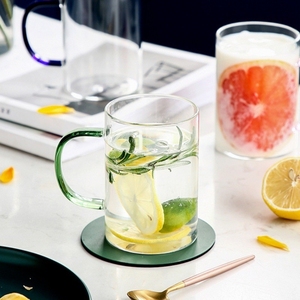 Bán buôn thăng hoa 15OZ cốc thủy tinh 450ml ánh sáng màu xanh lá cây xử lý ly khoảng trống thủy tinh ăn sáng cốc cà phê cho quà tặng giáng sinh - Product Image 4