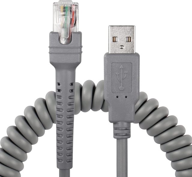 USB Cable Scanner Data Cable for Zebra Symbol Motorola Ls2208 RJ45 Coiled Extension USB Spring Cable Barcode Scanner