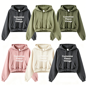 <span class=keywords><strong>Felpa</strong></span> Corta Invernale da Donna <span class=keywords><strong>con</strong></span> Cappuccio in Pile, Spessa e Vestibilità Ampia, Stile Retrò, Stampa Personalizzata, Lavaggio Acido, Ombelico Scoperto - Vendita all'Ingrosso - Product Image 1