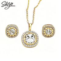 Offre Spéciale : Parure de Bijoux CZ Collier Halo et Boucles d'Oreilles Plaqué Or 14K Hypoallergénique – Ensemble de Mariée Prêt à Expédier – Idéal Cadeau