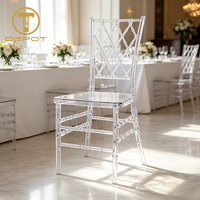 Chaise Chiavari en acrylique transparent en gros, chaise empilable transparente en cristal pour événements, mariages et banquets