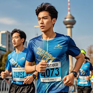 เสื้อยืดโพลีเอสเตอร์พิมพ์ซับลิเมชันสีย้อมสำหรับวิ่งมาราธอนกีฬาผ้าโพลีเอสเตอร์แห้งเร็ว - Product Image 6