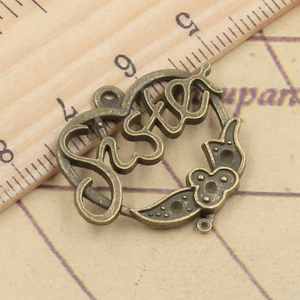 24x24mm hecho a mano corazón hermana flor encantos Vintage tibetano Color plata colgantes DIY apto para pulsera collar aleación principal - Product Image 5