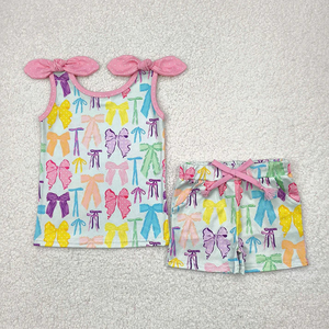 Tenues d'été pour filles, ensembles de vêtements pour fillettes, imprimés mignons, débardeurs sans manches + shorts, vêtements décontractés pour enfants, tenue quotidienne - Product Image 2