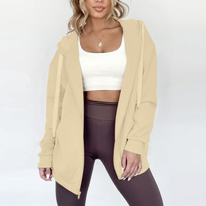 Sweat à capuche zippé pour femme de qualité supérieure avec logo personnalisé sur le devant, nouveau design, sweat à capuche oversize pour femme - Product Image 4