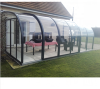 Maison de soleil avec toit électrique en verre, abri solaire, avec sécurité au sol, jardin en verre