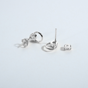 FUAMAY Boucles d'oreilles créoles classiques en argent plaqué or avec sertissage CZ, mignonnes, pour cadeau, vente en gros, boucles d'oreilles créoles à clous tendance - Product Image 6