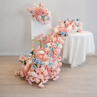 Centre de table en fleurs artificielles en cascade détachables, rose et bleu, modernes et romantiques, en plastique et soie, pour arrangements de mariage, vente en gros