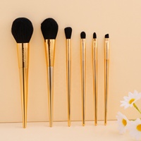 6 pièces idée cadeau de luxe Noël or maquillage pinceau ensemble logo personnalisé vente en gros professionnel complet maquillage pinceau avec étui sac