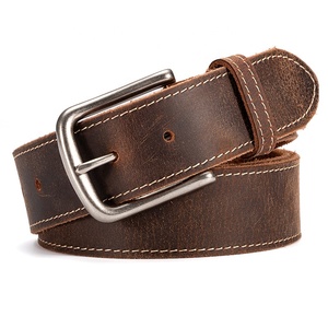 Cinturón de Cuero para Hombre, Estilo Casual Vintage de Lujo, Hecho a Mano, de Cuero Vacuno de Grano Completo Crazy Horse, con Hebilla de Aleación - Product Image 5