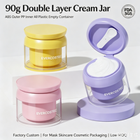 Pot à crème double couche personnalisé en usine, extérieur ABS, intérieur PP, léger, entièrement en plastique, vide, pour emballage cosmétique et soins de la peau
