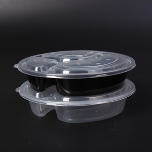 450ml 3 Compartment Black/clear Bento Food Storage Lunch Boxes / Meal Prep Containers