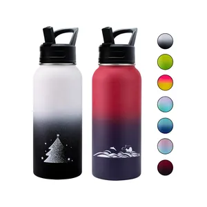 Bouteille d'eau isotherme à Double paroi 32oz en acier inoxydable, contenant isolé sous vide, pour les voyages, la gymnastique, le Camping