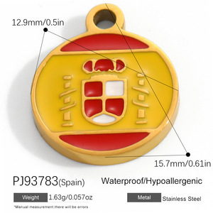 Breloques Pendentifs Personnalisées en Acier Inoxydable Drapeaux Nationaux USA Écosse Italie Caraïbes Voyage 192 Pays pour Bracelet Usine OEM - Product Image 4