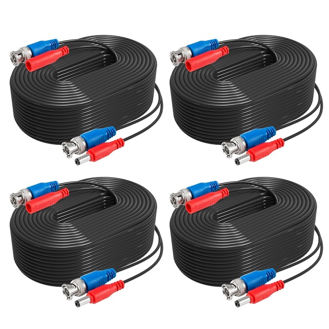 ANNKE 4 Pack 30M/100ft All-in-One Video Power Cables BNC Extension Surveillance Camera Cables for DVR System Installation