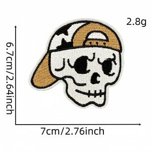 Patchs en tissu punk thermocollants pour vêtements, série marron : Crâne, Cœur, Fantôme, Badge de dessin animé, Broderie informatique - Product Image 4