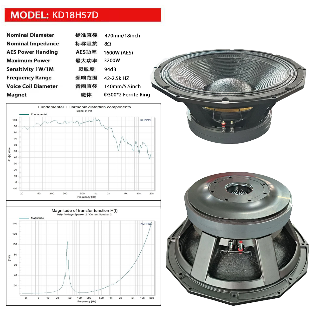 jbn speaker double magnet nch 18