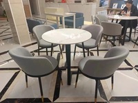 Ensemble table et chaises de salle à manger Zxm, table de réunion de bureau et chaises, ensemble de table à manger ronde en gros avec 4 chaises