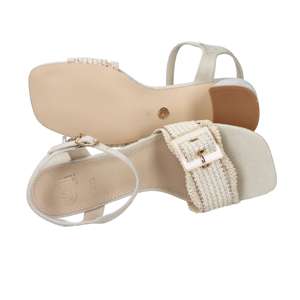Gold & Gold Women's Heeled Sandal Beige 5.5 Cm Heel Size 37 Woven Strap Ankle Buckle - Product Image 6