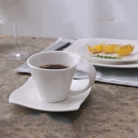 Service à thé et tasses à café en porcelaine blanche PITO Royal Ware, en céramique fine, avec soucoupes