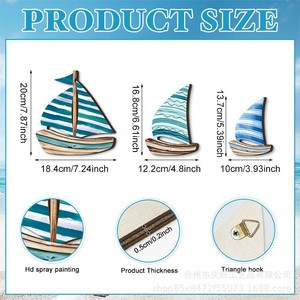 Decoración de Pared de Madera con Diseño de Velero Estilo Mediterráneo, Tema Oceánico, Madera de Zhejiang, Forma Irregular - Product Image 5