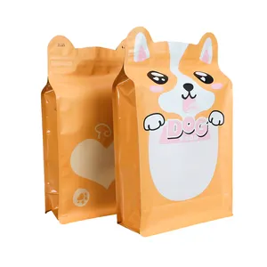 Custom Stand Up Pouch Flat Bottom Pet Food Packaging 15kg 20 kg 40 lb Side Gusset Bag Dog Pet Food Packaging Bag