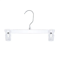 Cintres en plastique transparent noir pour adultes, pour jupes, jeans et pantalons, avec pinces, vente en gros