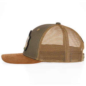 Casquette de camionneur western personnalisée en toile avec visière en daim, 6 panneaux, patch tissé, visière gaufrée, maille respirante, fermeture <span class=keywords><strong>snapback</strong></span>, vente en gros OEM - Product Image 3