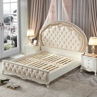 Rangement pour lit de luxe Versailles Cadre en bois massif Style cour française Design européen Lit souple Boucles sculptées