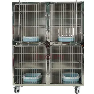 MT MEDICAL Vet Equipment 201/304 Stainless Steel Pet Inpatient Dry Cages Dog Infusion Cage With IV Stand