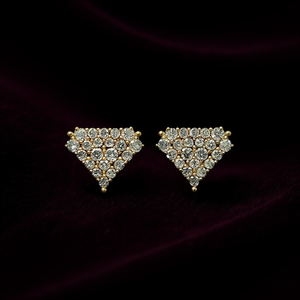 Pendientes de tuerca piramidales de moda, chapados en oro blanco, con circonita redonda de corte brillante y engaste de garra, joyería de moda para fiesta para mujer - Product Image 2