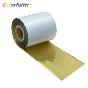 ริบบิ้นถ่ายโอนความร้อนสีทองด้าน/เงา กว้าง 30 มม. - 110 มม. ยาว 70 - 300 ม. ชนิดเรซิ่นสำหรับพิมพ์บนผ้าและป้ายผ้าซาติน - Product Image 3