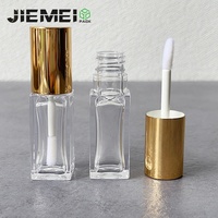 JIE MEI Pack Nouveau Vernis à Ongles en Forme de Bouteille 8ML Or Blanc Transparent Capuchon Carré Brillant à Lèvres Tube PET Lipgloss Container Avec Capuchon Rond