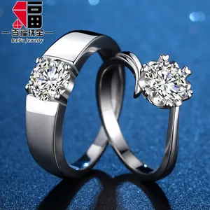Directe Fabriek Goedkope Prijs Ronde Vorm Shining Brilliant Moissanite 14K Gouden Paar Wedding Ring