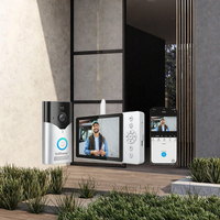 Téléphone de porte avec visiophone bidirectionnel TJDA X4 2K, vision nocturne infrarouge, détection de mouvement PIR, interphone vidéo, alimenté par batterie, WiFi, écran de 5 pouces