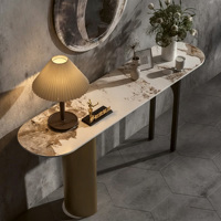 Table console asymétrique de luxe à deux pieds, table d'appoint moderne pour entrée, couloir, villa, salon, intérieur, entrée de maison