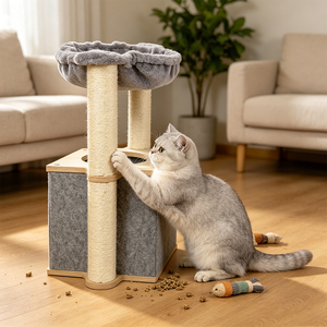 Torre Modulare per Gatti Resistente e Personalizzabile, con Tiragraffi in Corda Naturale e Comodo Nido per Gioco Interattivo - Product Image 1